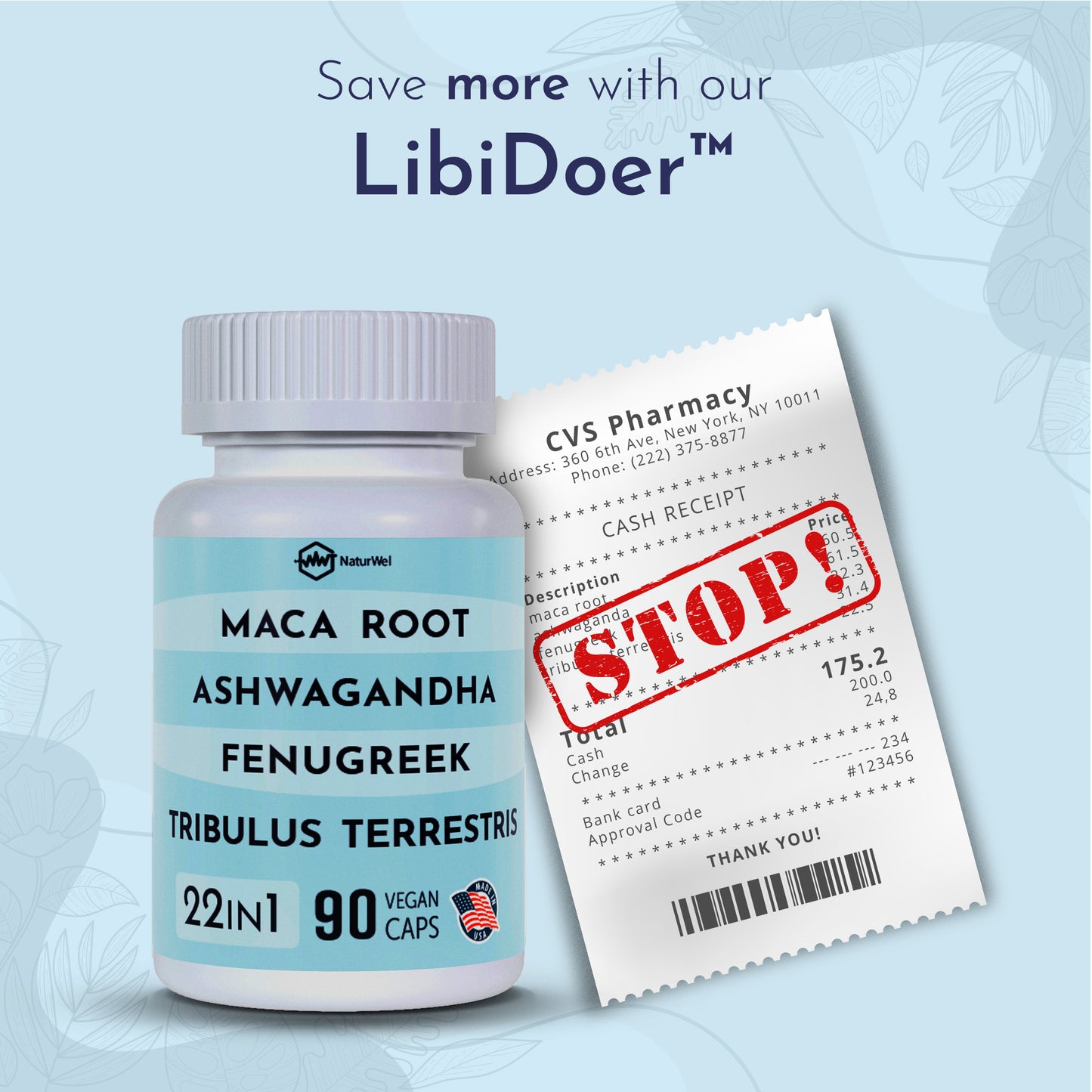 LibiDoer - Maca Root, Ashwagandha, Tribulus Terrestris, Fenugreek, Goat Weed, Tongkat Ali & Ginseng - 90 Capsules