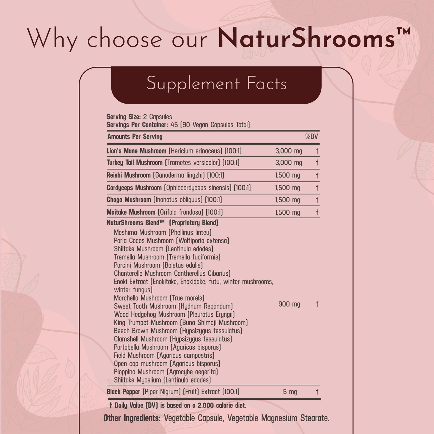 NaturShrooms - 25 in 1 with Turkey Tail,Lions Mane,Reishi & Mushroom Blend